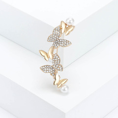Korean Version Simple and Elegant Diamond-Embedded Butterfly Brooch Creative Fashion Insect Pin Versatile and Non-Slip Accessory Wholesale