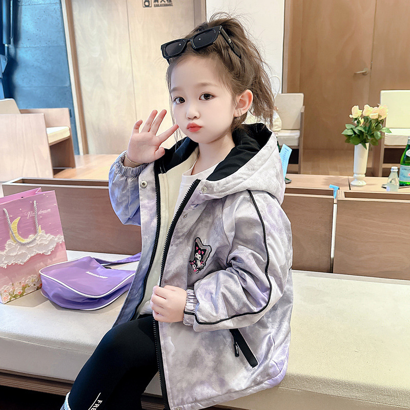 女童夹棉冲锋衣外套秋冬2025新款洋气儿童库洛米冬季加绒加厚棉服|undefined