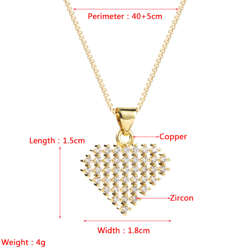 Fashion Copper Gold-plated Zircon Hollow Heart-shaped Pendant Necklace Female display picture 1