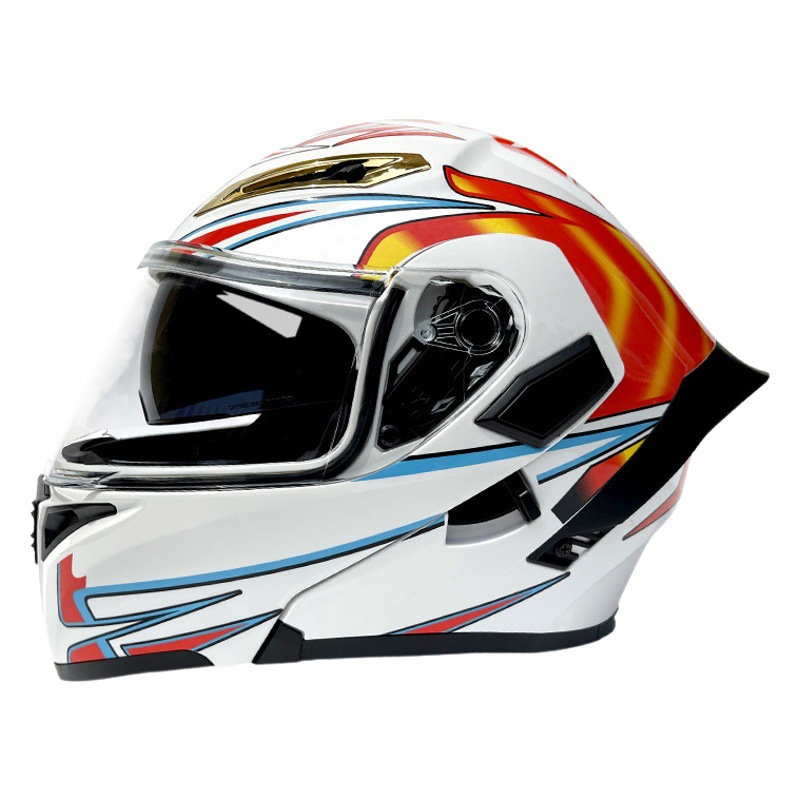 Riding motocicleta doble lente exposición casco motocicleta casco completo personalidad gran cola Caballero seguridad cuatro estaciones casco universal