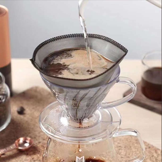 Filtro de Café V60 Manual de Acero Inoxidable 304, Reutilizable y Lavable para Hogar y Cafetería