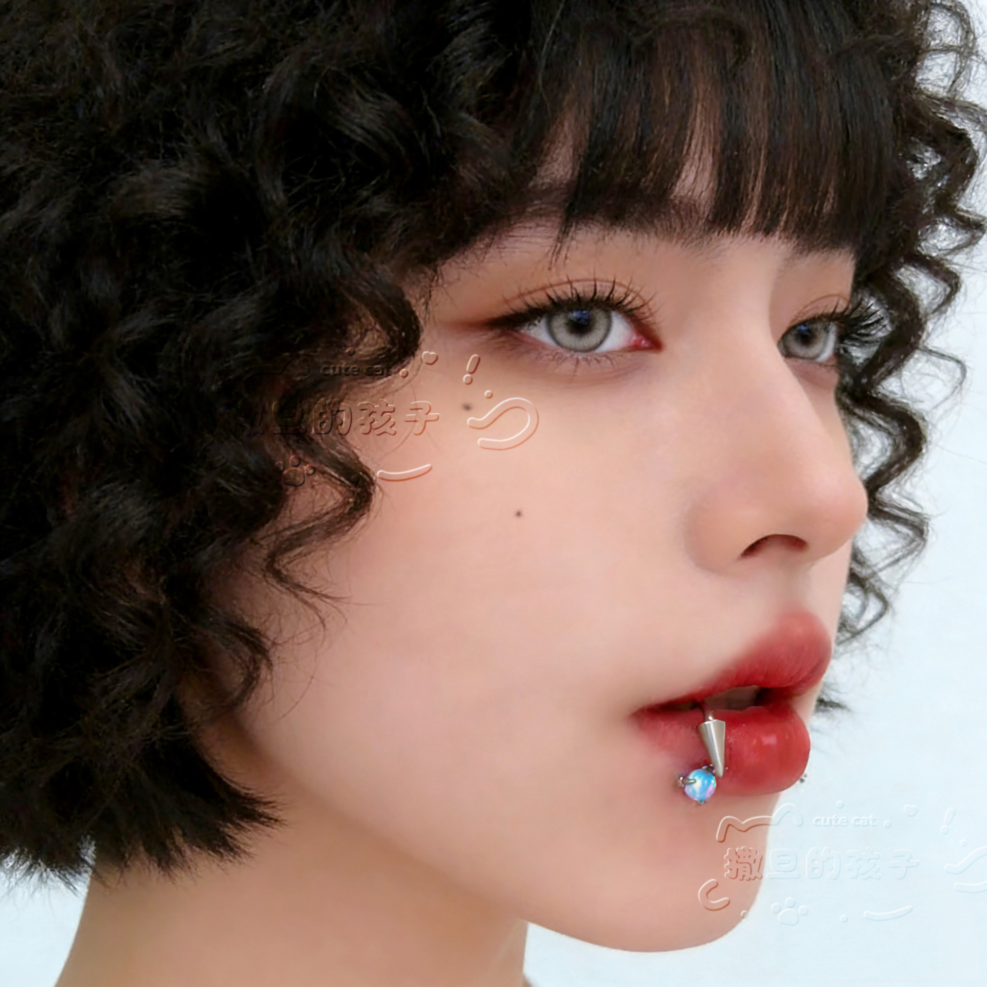 Satan's Child Opal Dragon Claw F136 Titanium Alloy Lip Ring - 12mm Diameter Lip Hoop for Lip, Ear Cartilage Piercing detail image 3