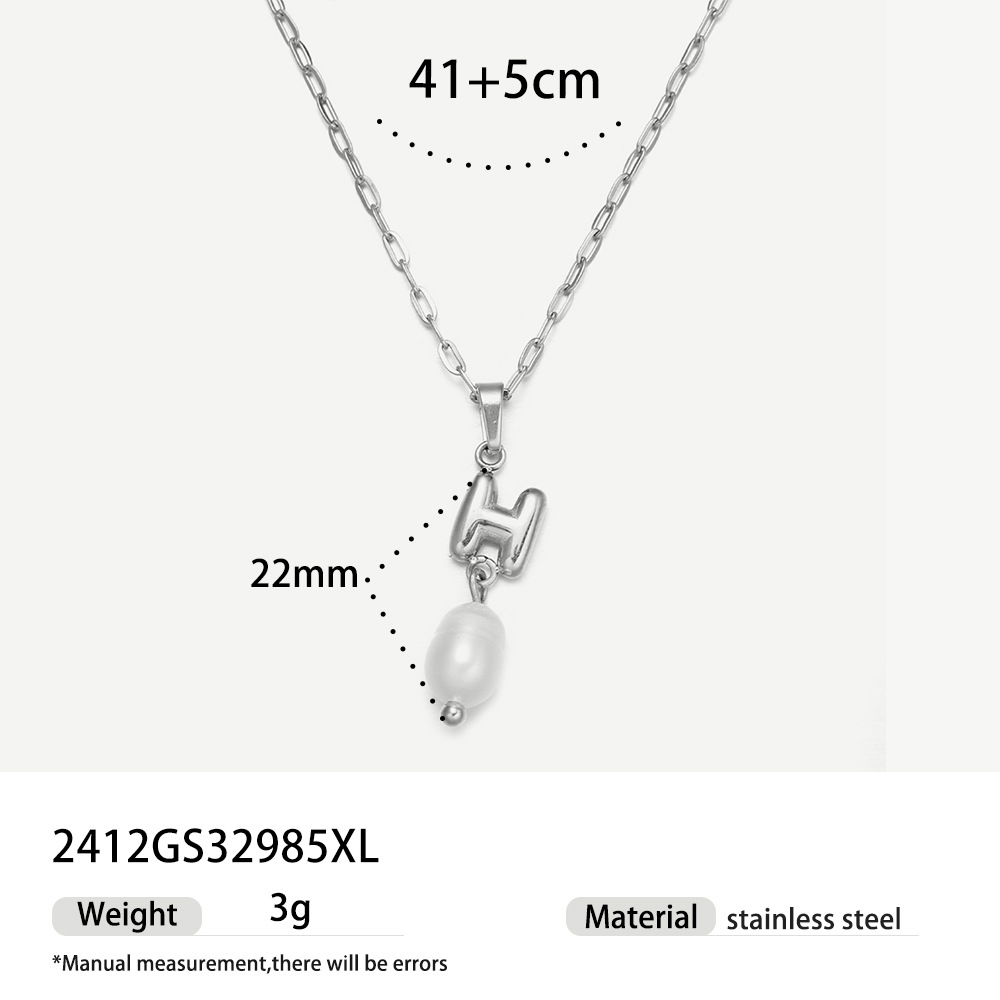 TENA collar de acero inoxidable de perlas verdaderas simplista de alto nivel nicho de diseño de acero de titanio collar de collar para mujeres image 9