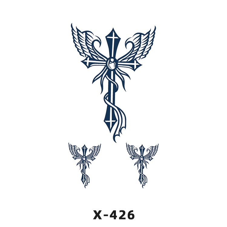 Arco de flor pequeña pegatinas de tatuaje fresco 3D dibujos animados transfronterizo Henna rosa impermeable texto en inglés pegatinas de tatuaje