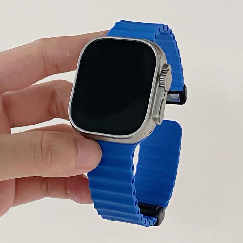 Para AppleWatch10 Apple correa de reloj iwatch987 generación Ultra correa magnética de silicona marina