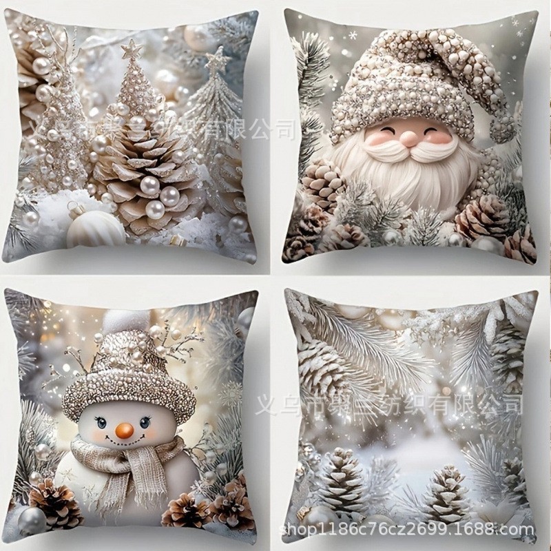 Navidad encontrada explosión abrazo funda de almohada festivales conejo alce decoración sofá atmósfera sensación de lino funda de cojín al por mayor image 47
