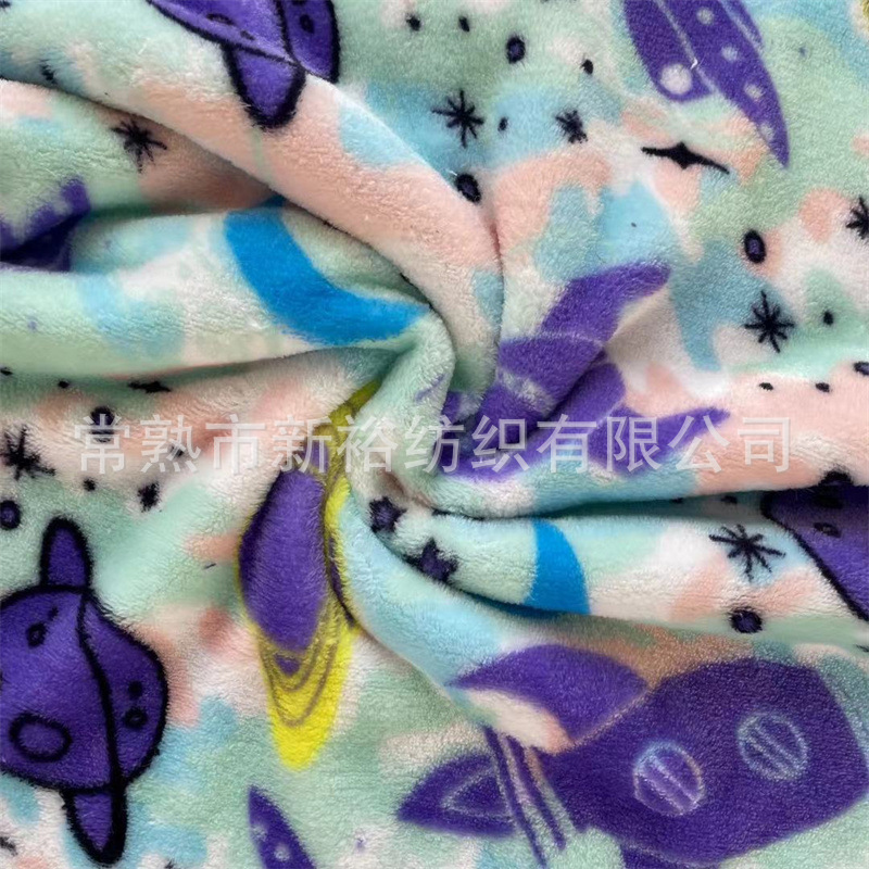 2021新款双面印花法兰绒布料卡通玩具睡衣垫毯家居服珊瑚绒面料