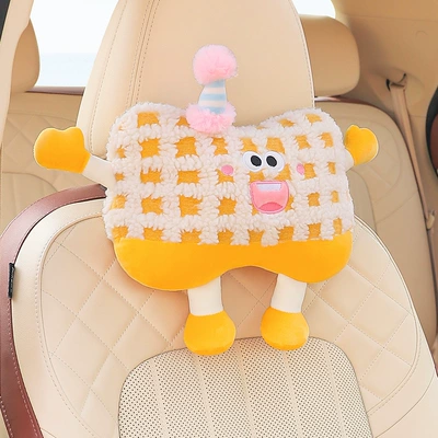 Waist support cute car lumbar cushion for girls - little-monster-yellow-headrest
