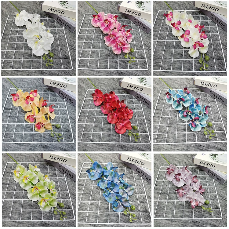 Симулятор фаленопсис 7 головок 9 головок 3D напечатанные шелковые ткани ручной орхидеи дома отель свадебный зал оптом