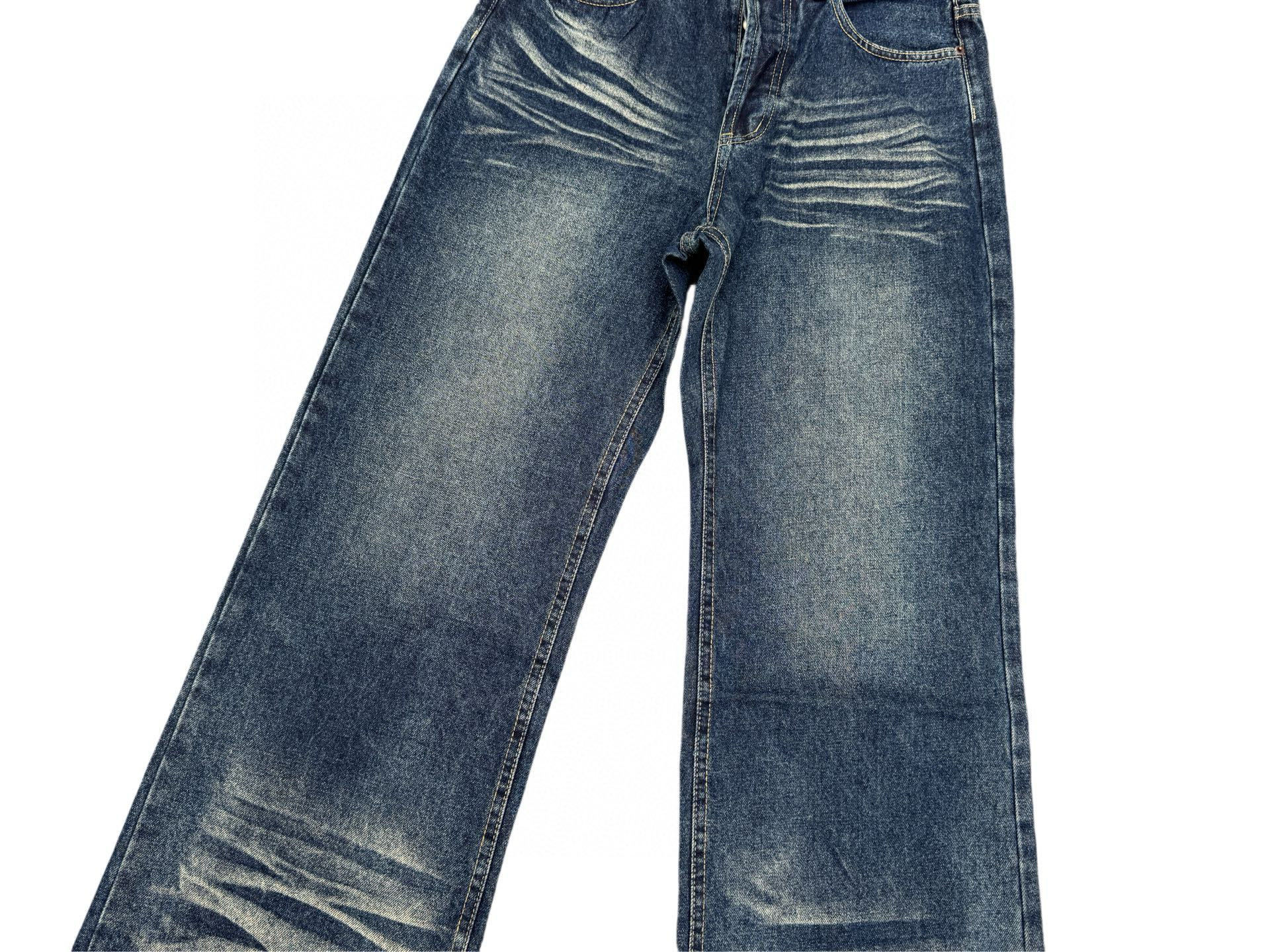 Style Oversized Washed Denim Pants – Baggy Streetwear Jeans With Ripple Effect & Distressed Detailing"_voghion.com