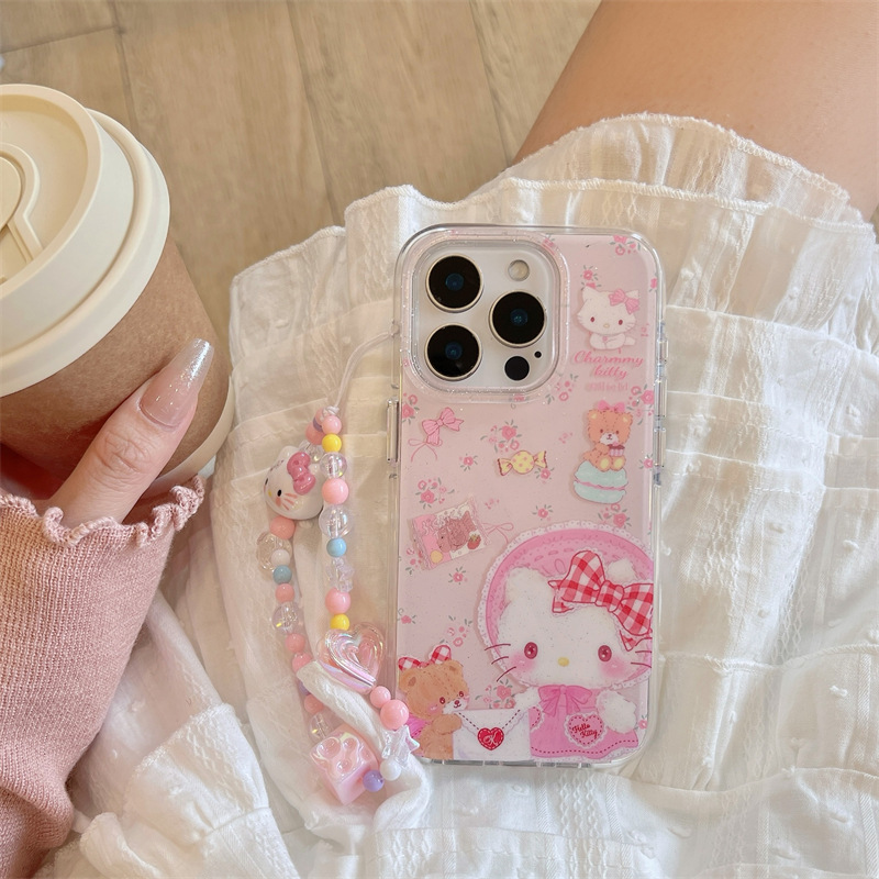Girl ins brillo oso kt para Apple 15ProMax/16 pulsera iPhone 13 funda para teléfono móvil 14 nuevo