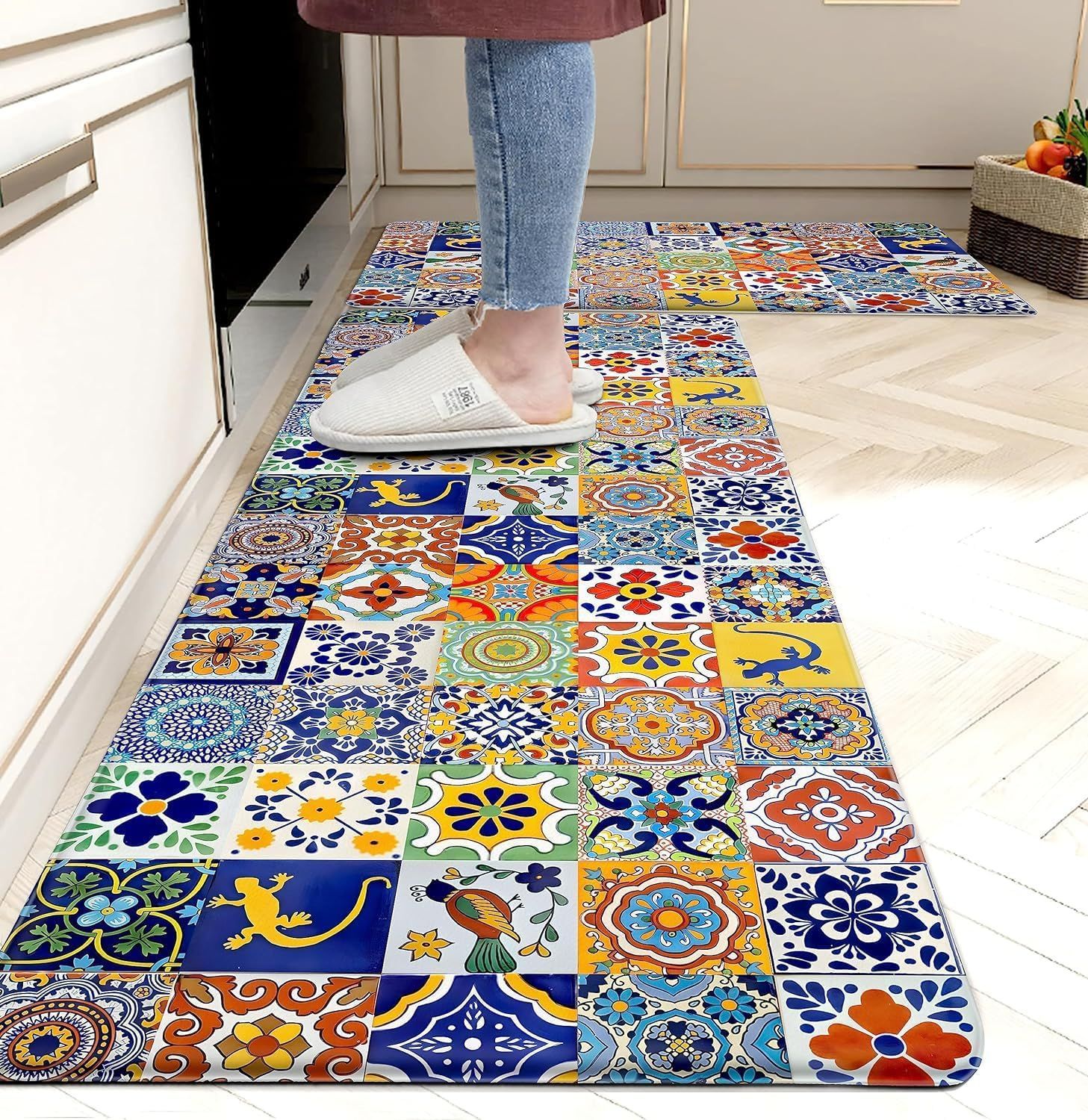 Cross-Border Amazon Creative Abstract Pattern Floor Mats for Home Kitchen Non-Slip Oil-Absorbing and Water-Absorbing Easy-Care Floor Mat Set