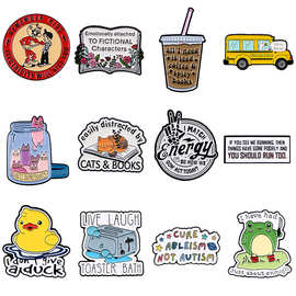 语录猫咪咖啡动物胸针别针服装包包配饰合金徽章跨境外贸现货批发