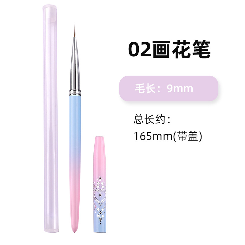 Juego de bolígrafos de uñas de punto transfronterizo, juego completo de 15 hilos de tracción, brocha de fototerapia de cristal tallado, cepillo de herramientas para uñas