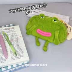 新しい興味深い面白いビッグマウスカエルぬいぐるみ鉛筆バッグイン安い学生大容量文具バッグデスクトップストレージ