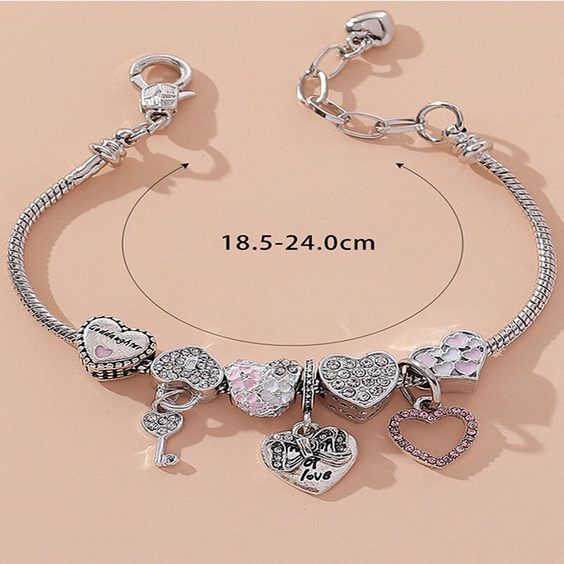 Panjia pulsera Dora DIY cuentas explosivas transfronterizas amor arco colgante letras en forma de corazón goteo pulsera de cobre image 4