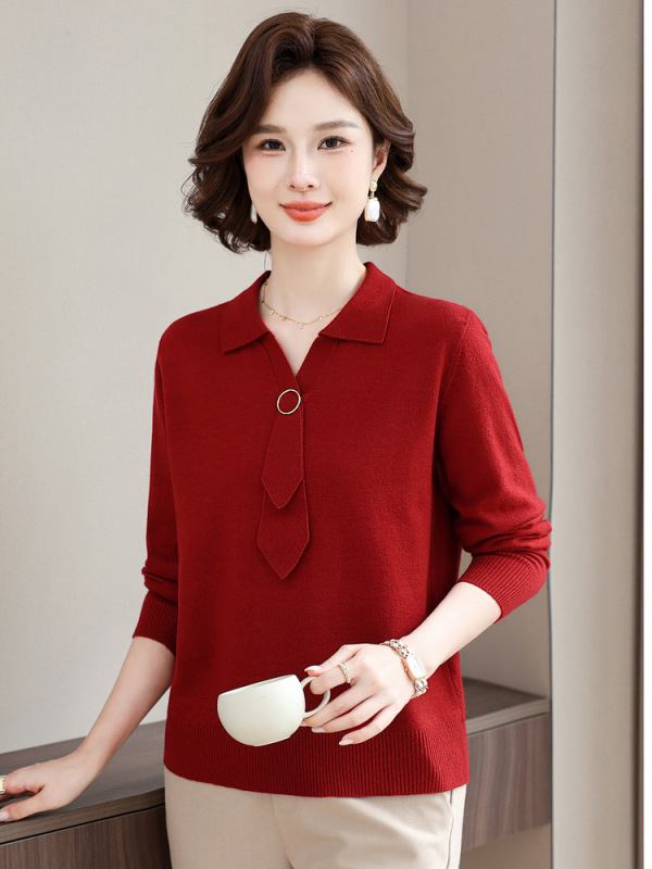 2025中老年女春秋针织打底衫妈妈春装毛衣洋气上衣婚宴喜婆婆内搭|undefined