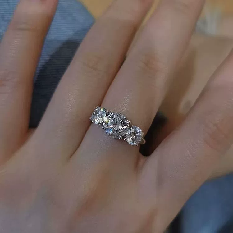Кольцо с райским камнем-«голубь» яйцо, женское, три diamonds, четырехзубчатое крепление, 18K ромовый алмазный кольцо цвета D, предложение кольцо, три жизни, три мира, алмазное кольцо
