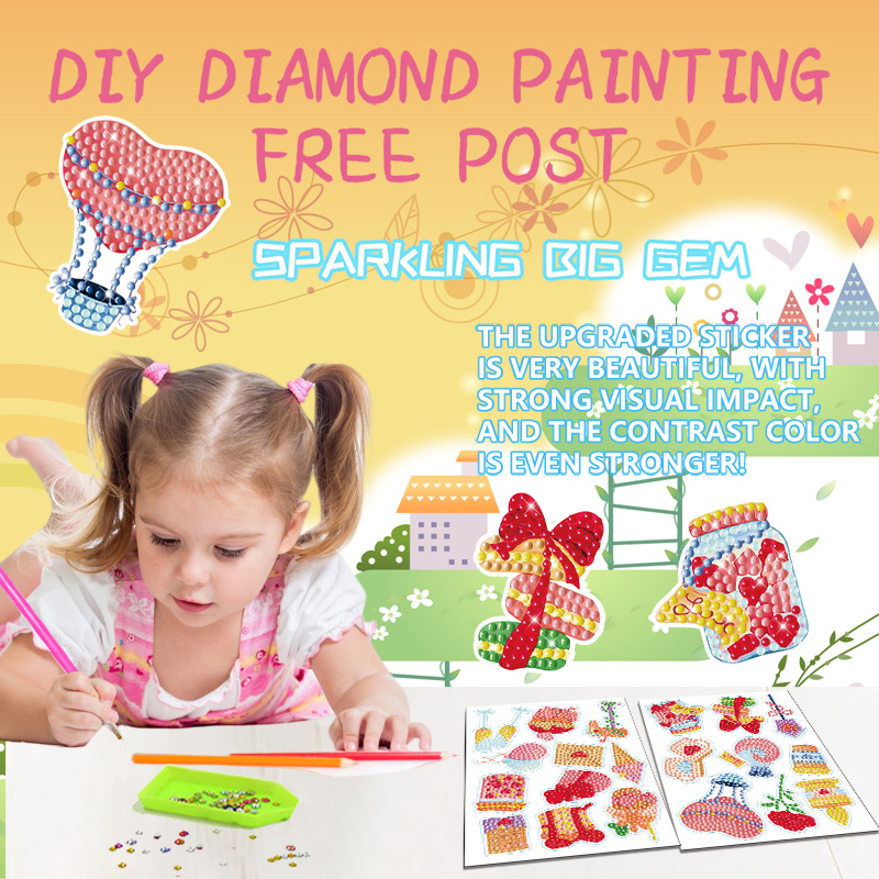 Nuevas pegatinas hechas a mano para niños, diamantes redondos, dibujos animados, series de flores, pinturas de diamantes, pegatinas gratis, pegatinas de bricolaje, pegatinas de pared de mampostería