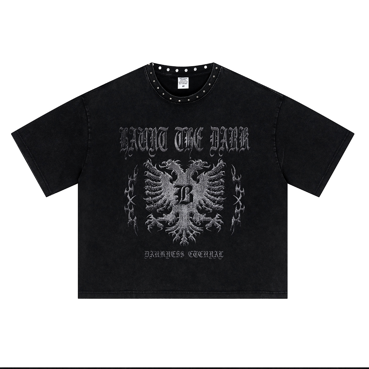 Calle secada| Calle americana vintage marca de moda oscura viento pesado suelto hacer vieja impresión lavado camiseta de manga corta hombre