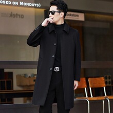 冬季中老年人长款羊绒大衣男父亲爸爸羊毛呢子风衣休闲翻领厚外套
