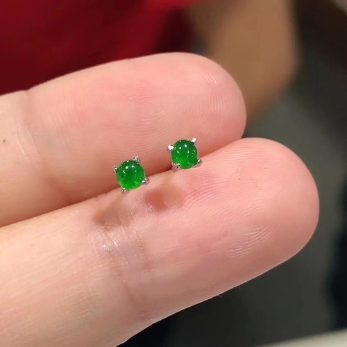  New Japanese/Korean S925 Pure Silver Needle Pendant Earrings for Women, Emerald Green Zircon Stone Earrings, Exquisite and Simple Style