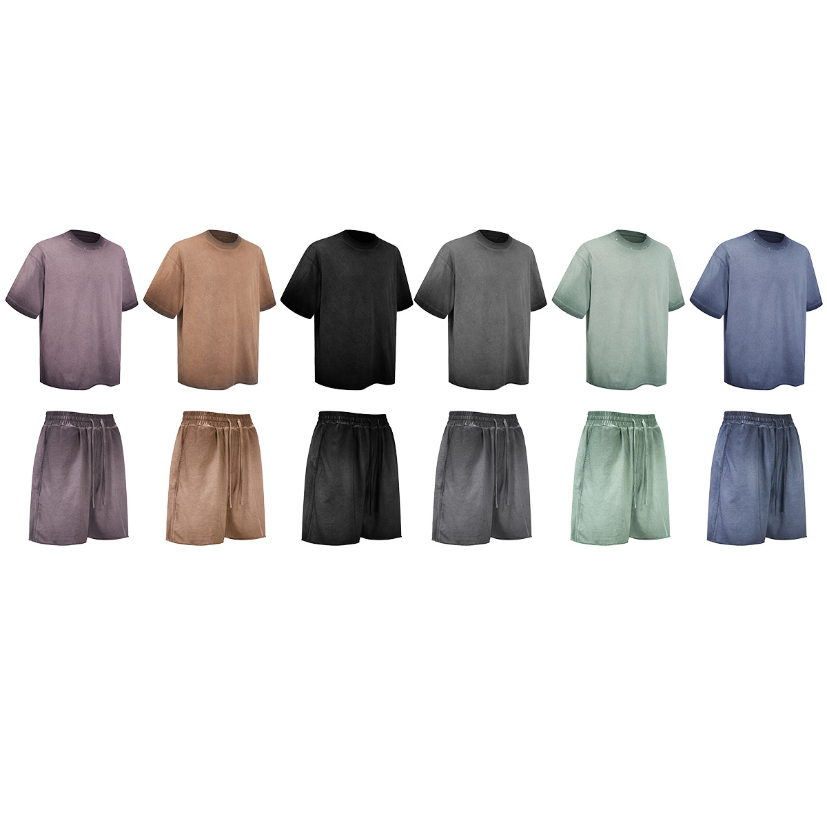 Chain tide2026 nuevo verano retro americano lavados con agua pantalones cortos de manga corta set corto set de verano camiseta de manga corta hombre image 6