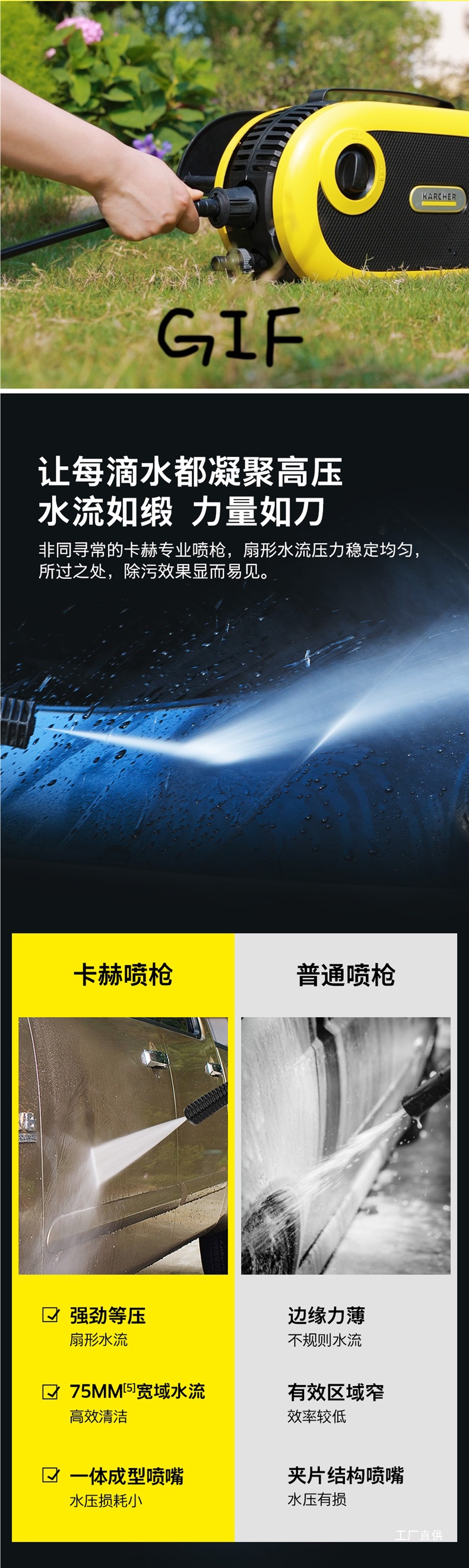 German Kärcher Car Washing Machine 220V High-Pressure Household Water Gun New Portable Artifact Cleaning High-Power King Kong H3