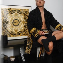 跨境电商 外贸  成人情侣割绒提花纯棉浴袍 高档浴袍长袖酒店