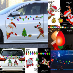Rfm強化磁気クリスマス車冷蔵庫装飾反射電球サンタクローストナカイ車装飾シール