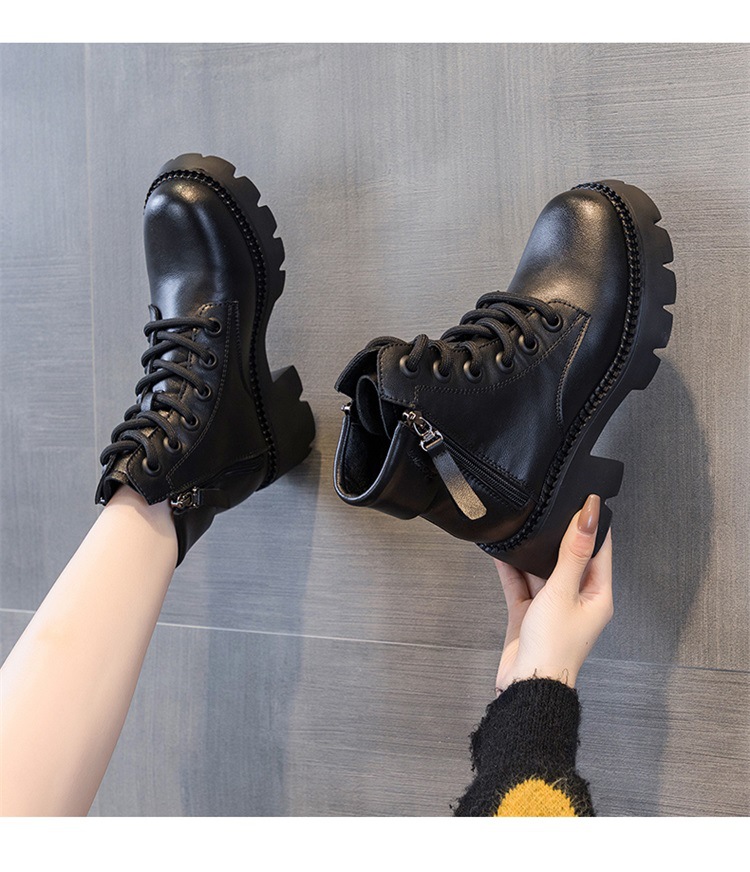 Boot Martin da nữ cổ thấp đế dày phong cách Anh quốc mùa thu đông — M2279-1 màu đen lót nhung, M2279 Màu cà phê lót một lớp, M2279-1 Màu cà phê lót nhung, M2279 màu đen một lớp bên trong chi tiết 12