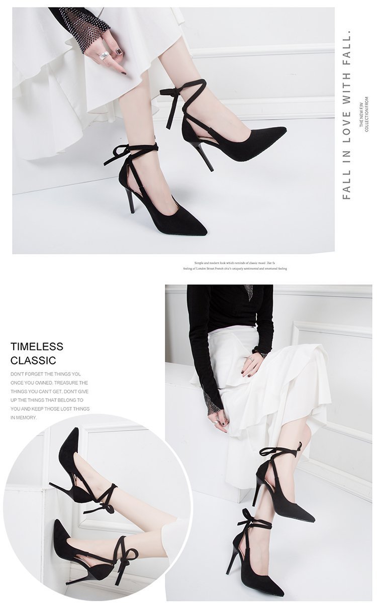 Wiosna/lato 2023 Nowe cienkie sandały na obcasie z sznurowadłami damskie koreańskie seksowne wysokie obcasy_voghion.com