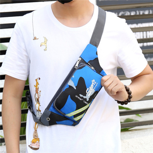 New camouflage men's and women's waist bag reflective strips outdoor sports crossbody bag coin purse mobile phone bag large capacity