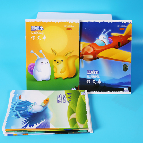 Cartoon A5B5 Primary School Student Homework Exercise Notebook New Blue Snail Notepad Soft Cover Children's Homework Notebook Wholesale