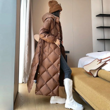 意大利max鹅绒服新款气质百搭两侧下摆按扣可开叉菱格长款羽绒服