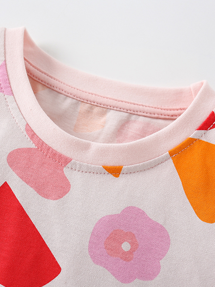 Malwee niñas traje de verano nuevos niños europeos y americanos casual impreso cuello redondo manga corta cintura elástica pantalones