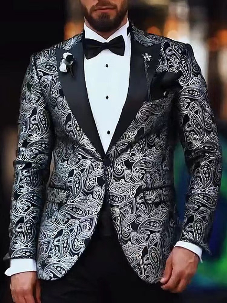 Nuevo comercio exterior transfronterizo primavera y otoño impresión digital reticular hombre traje casual traje casual chaqueta
