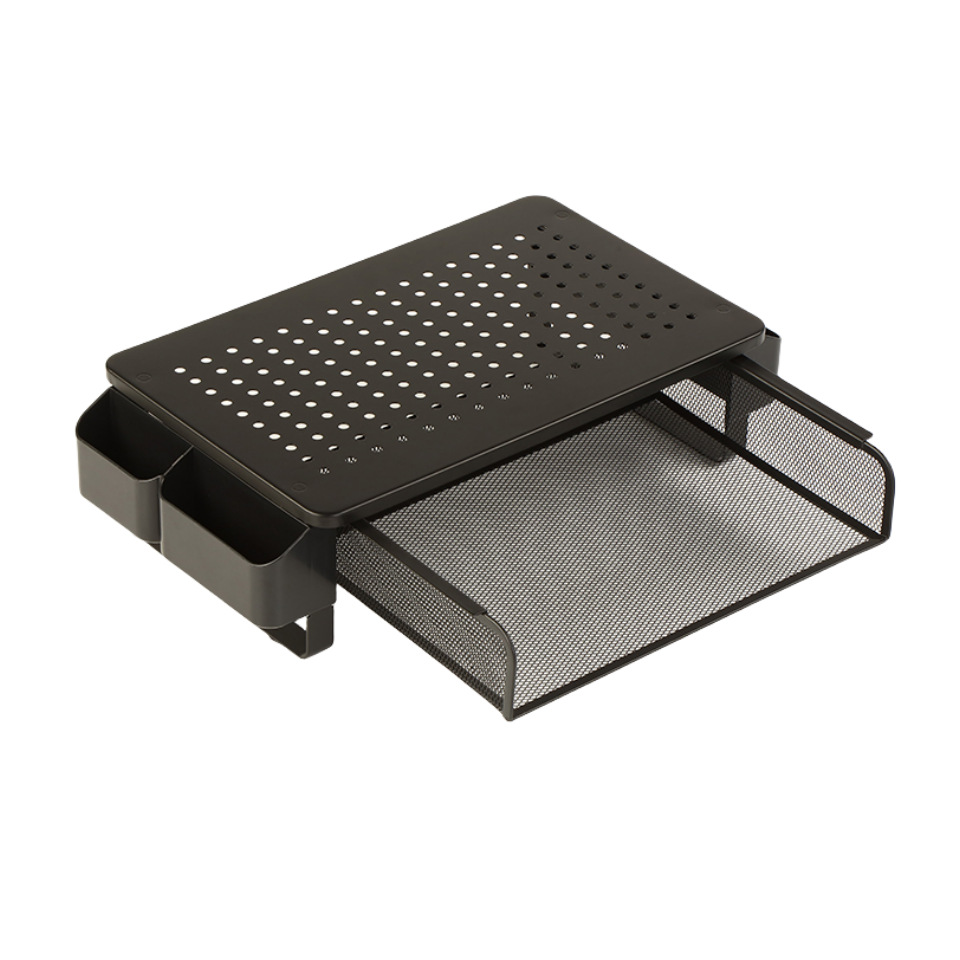 Soporte Elevador para Monitor de Computadora Ajustable en 3 Niveles de Acero Laminado en Frío con Cajón para Oficina image 9