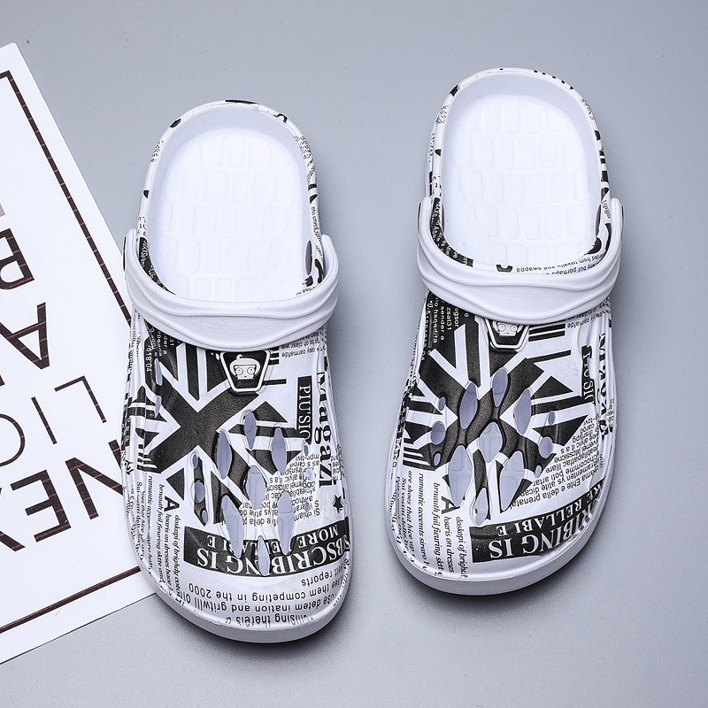 Zapatos de agujero de los hombres zapatillas de moda al aire libre sandalias personalizadas de doble uso hogar cómodo verano cerrado toe sandalias de playa