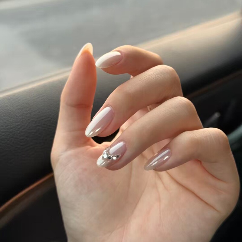 Dai Risen [Princess Hailey] Gentle Elegant Magic Mirror Manicure Sparkling Zircon Heart Diamond Wearable Nails Purely Handmade
