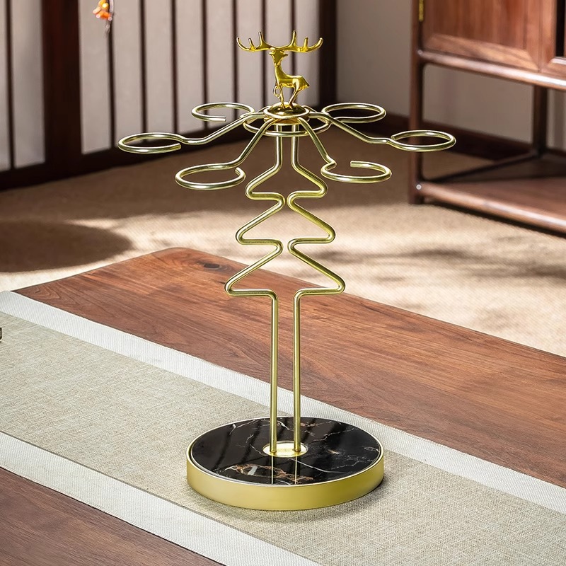 Light Luxury Style Golden Wine Cabinet Decoration Wine Rack Ornaments Wine Rack Wine Glass Rack Upside down Home Wine Rack