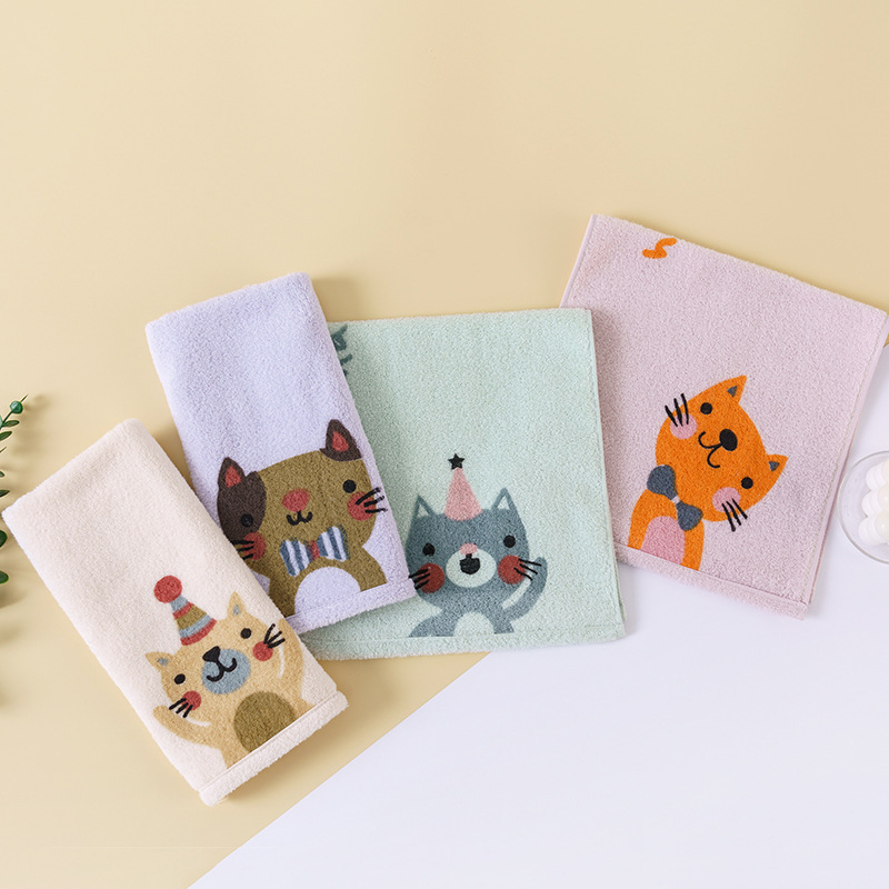 Cat-Themed Children's Towels, Household Baby Towels, Non-Shedding, Cute, Soft, Children's Bath Towels, Wholesale, Ultra-Soft, Skin-Friendly