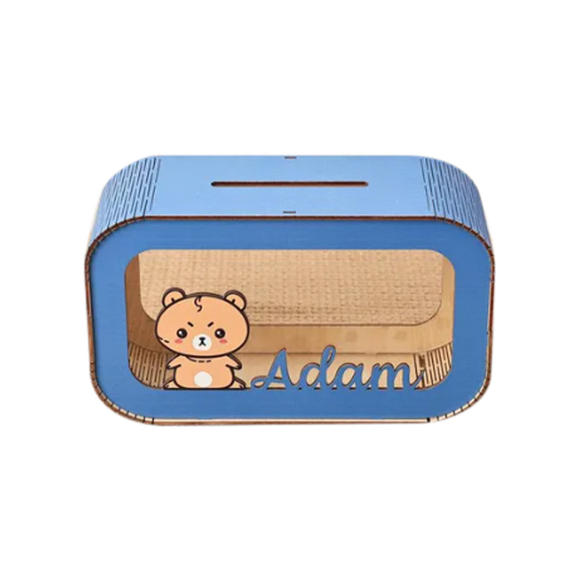 Personalizado lindo depósito de dinero pequeño animal de energía lata de moneda, caja de dinero de madera caja de regalo para niños