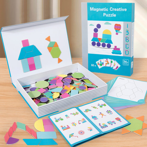 Cross-border new children's magnetic creative graphic magnetic puzzle puzzle geometric piece jigsaw puzzle training thinking toy