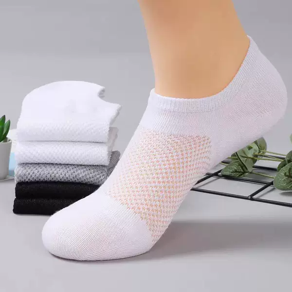 Men's Socks, Summer Thin Socks, Mesh Breathable Invisible Socks, Black, White, Gray, Large Size Short Socks, Low-Cut Shallow Mouth Non-Slip Boat Socks