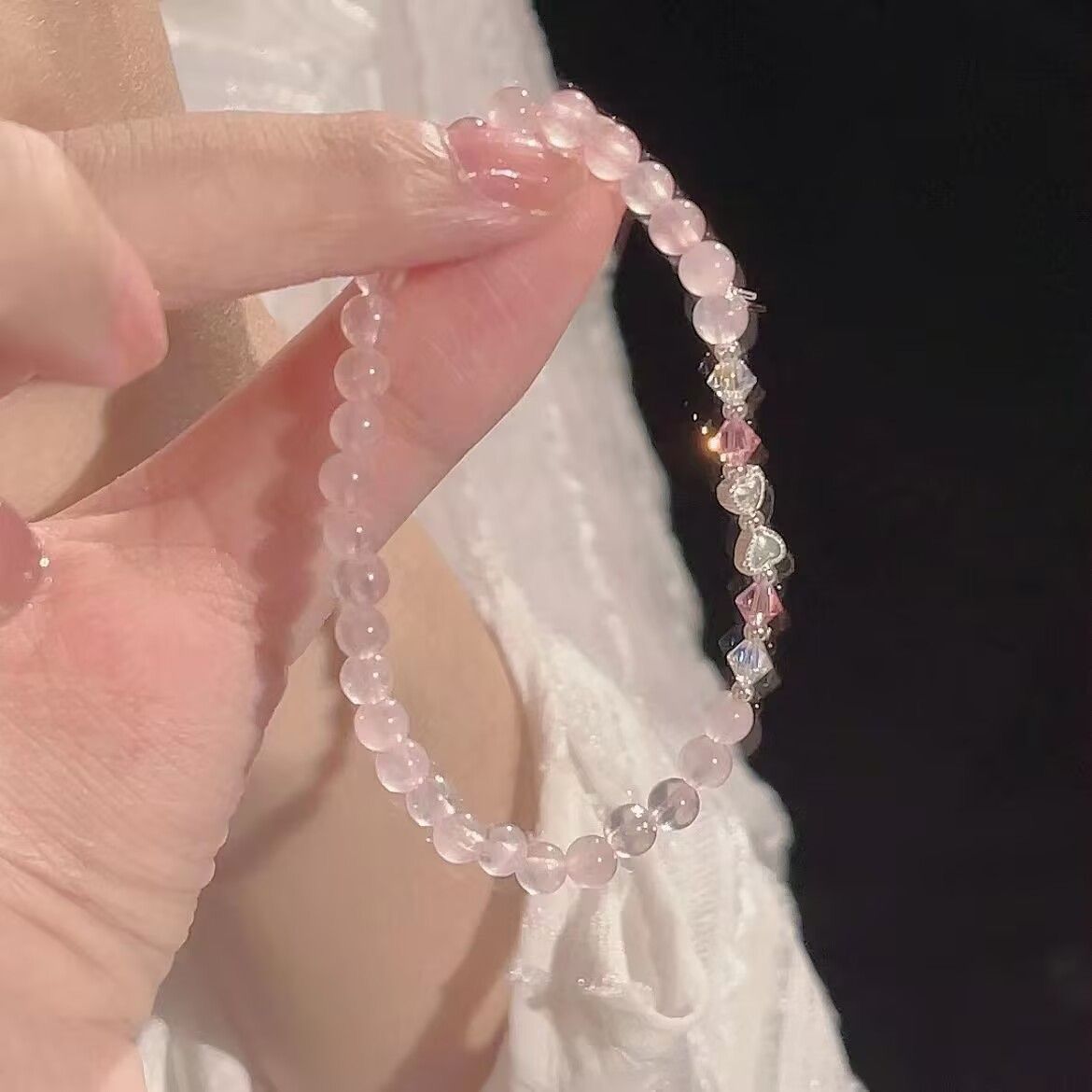 Bracciale a perle con fiocco peach soda stile ins per donna_voghion.com