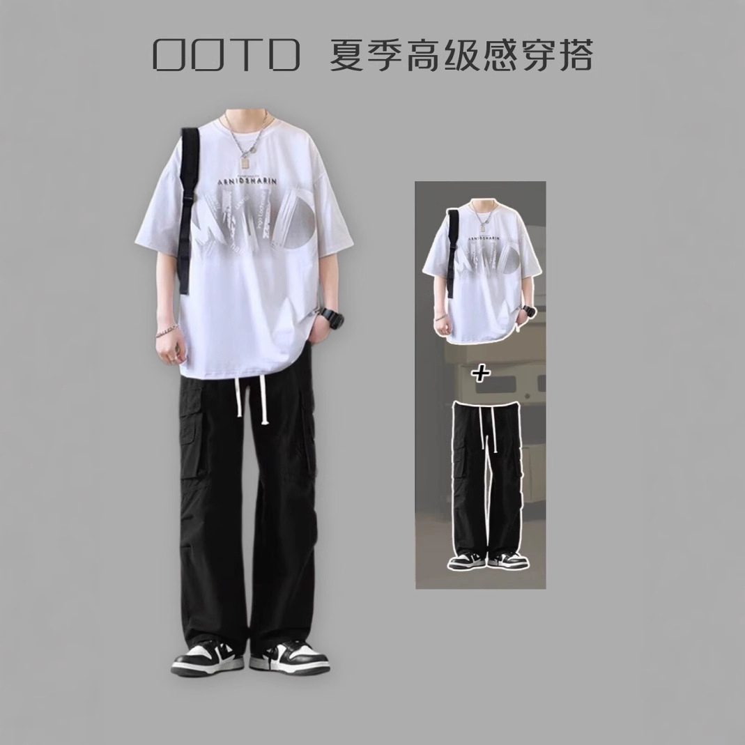 Little Sweet Potato 2025 New Summer Boys Wear suit High-end T-shirt and Pants Two-piece Three-piece suit