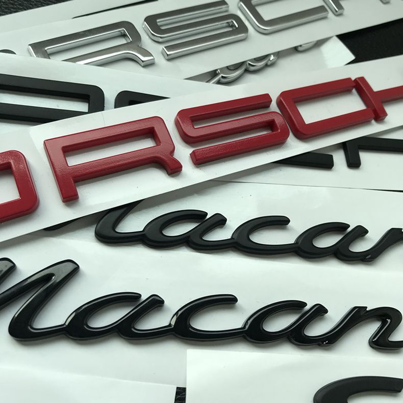 Porsche car emblem, Macan S lettering modification, black lettering for the rear trunk of a Maybach, PORSCHE English logo sticker