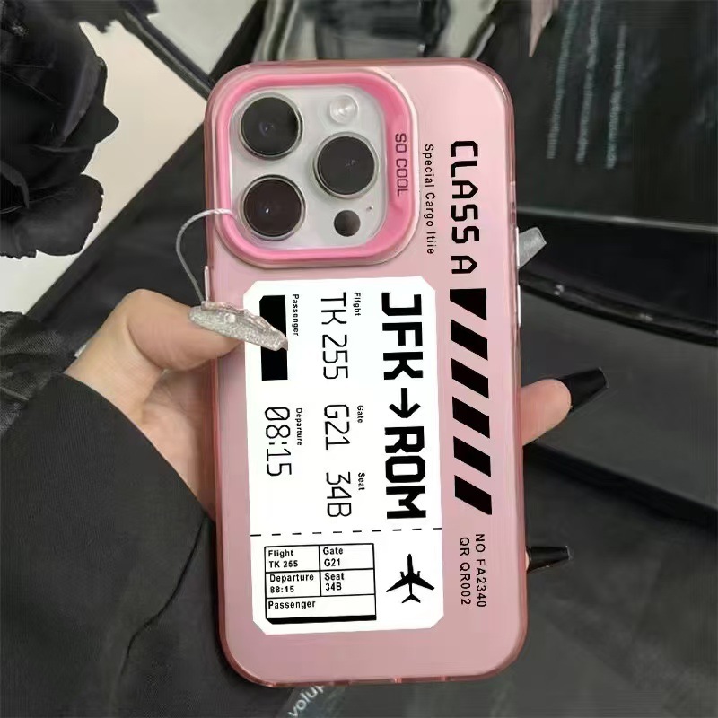 Color Silver Shell-Rosa-Etiqueta de tarjeta de embarque