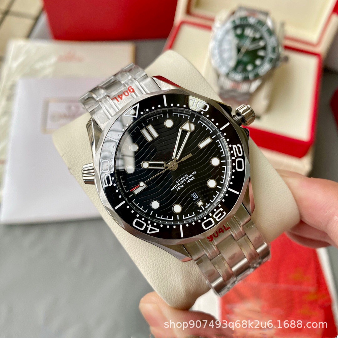 Foreign trade European seahorse 300 meters diving watch fine steel ceramic ring with luminous business automatic mechanical men's watch